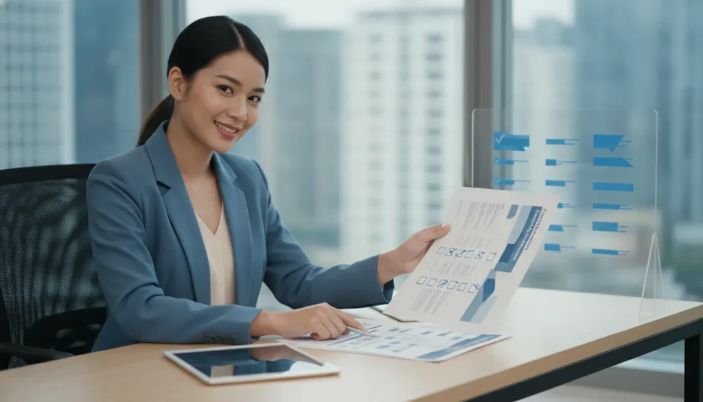 Staffing agency owner reviewing a staffing agency client contract checklist