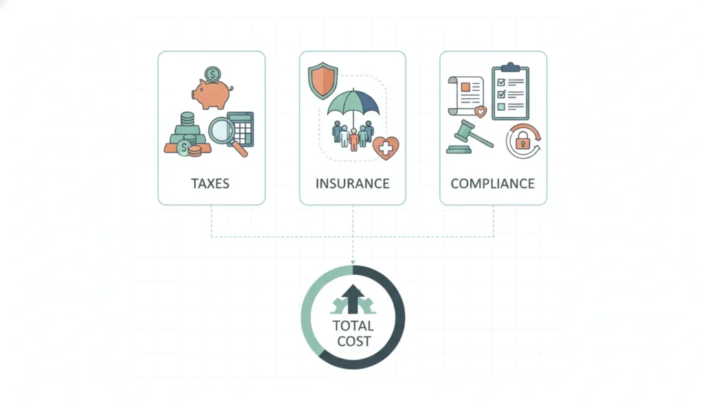 Staffing agency owner forecasting payroll tax burden and true labor costs