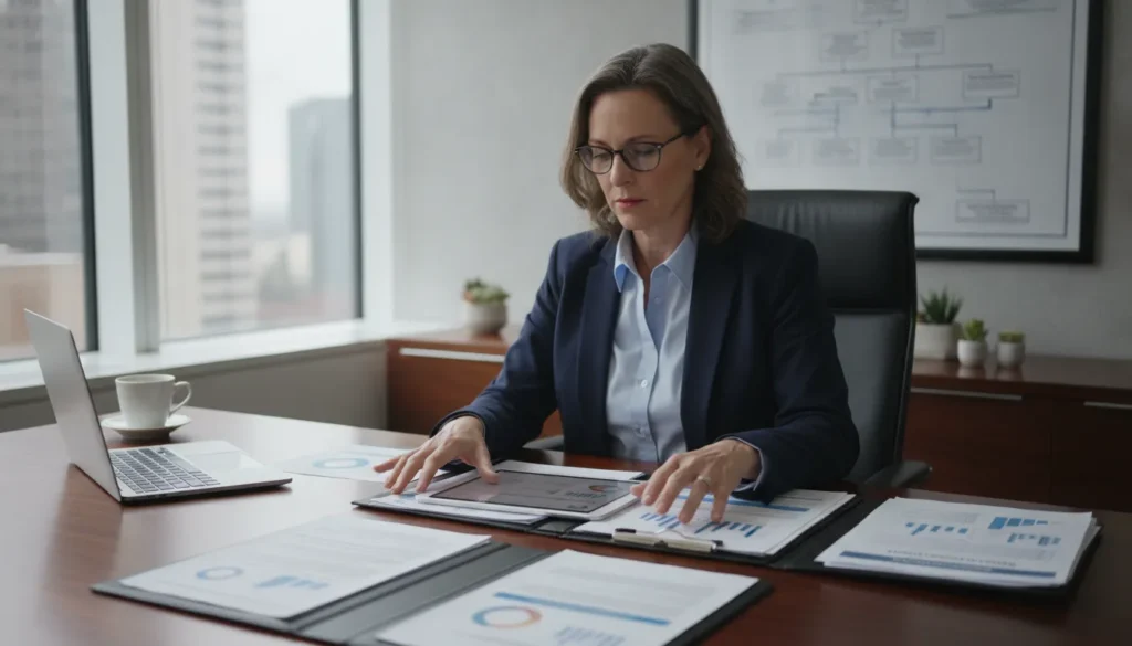 Staffing agency owner reviewing W-2 and 1099 worker classification documents
