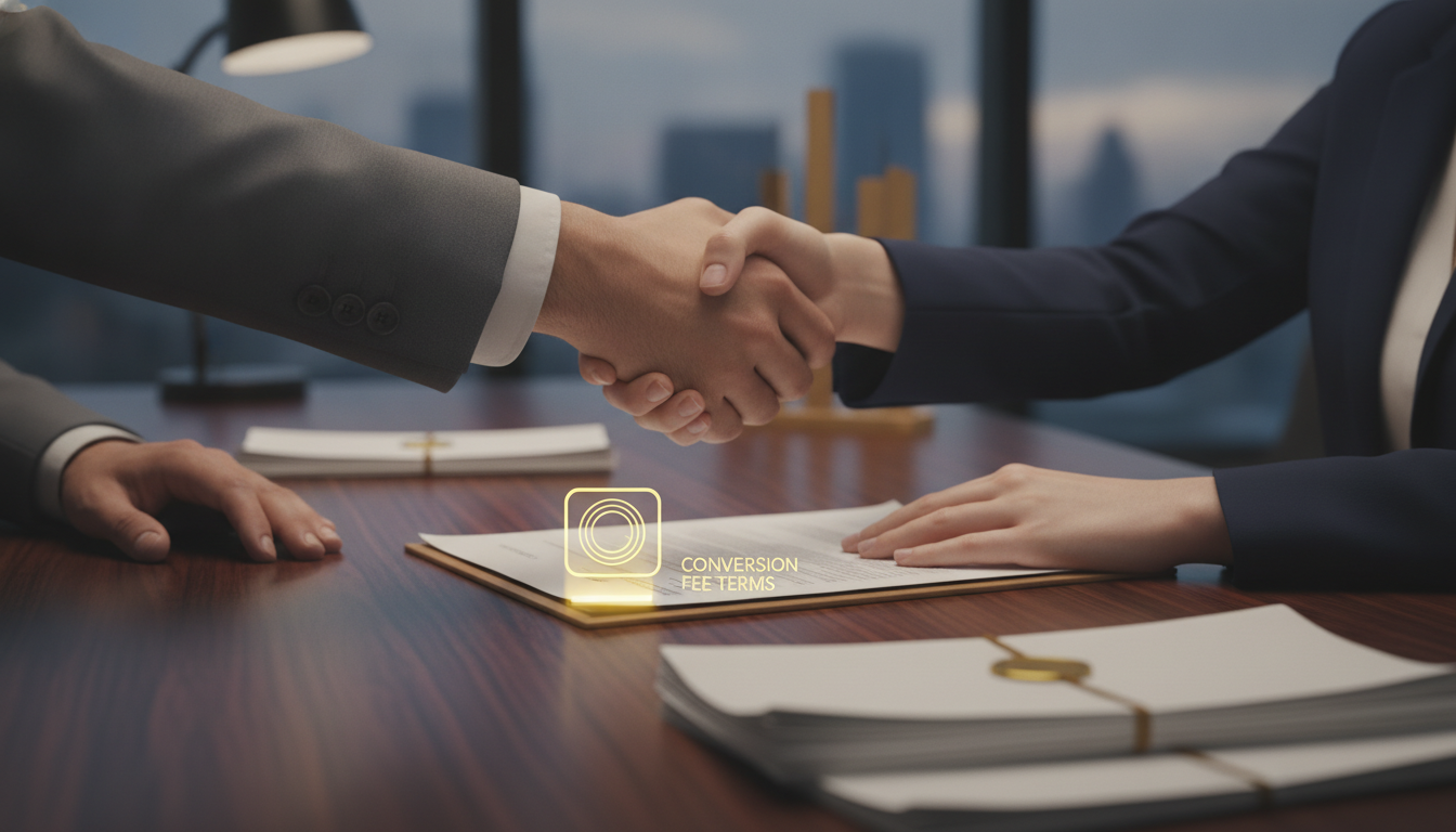 Staffing contract showing conversion fee terms and buyout clause on legal documents