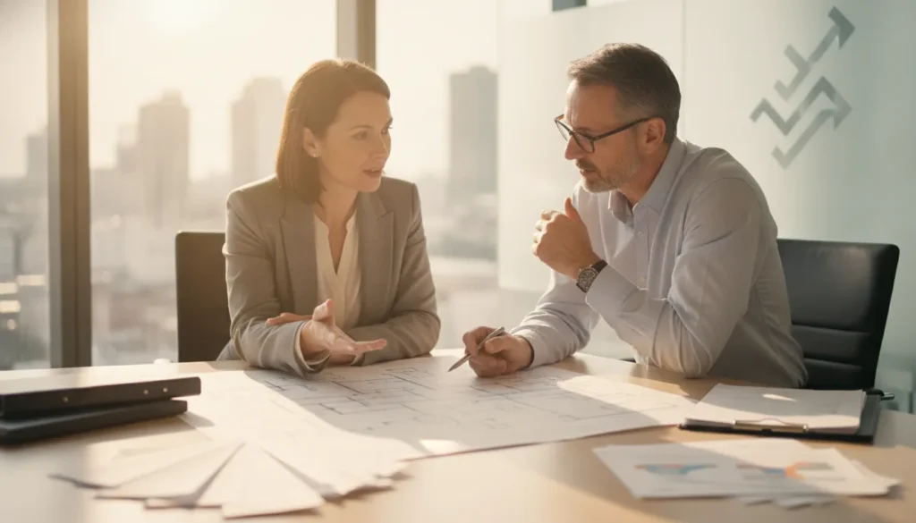 Staffing owner and back-office advisor discussing no upfront fee staffing back office support