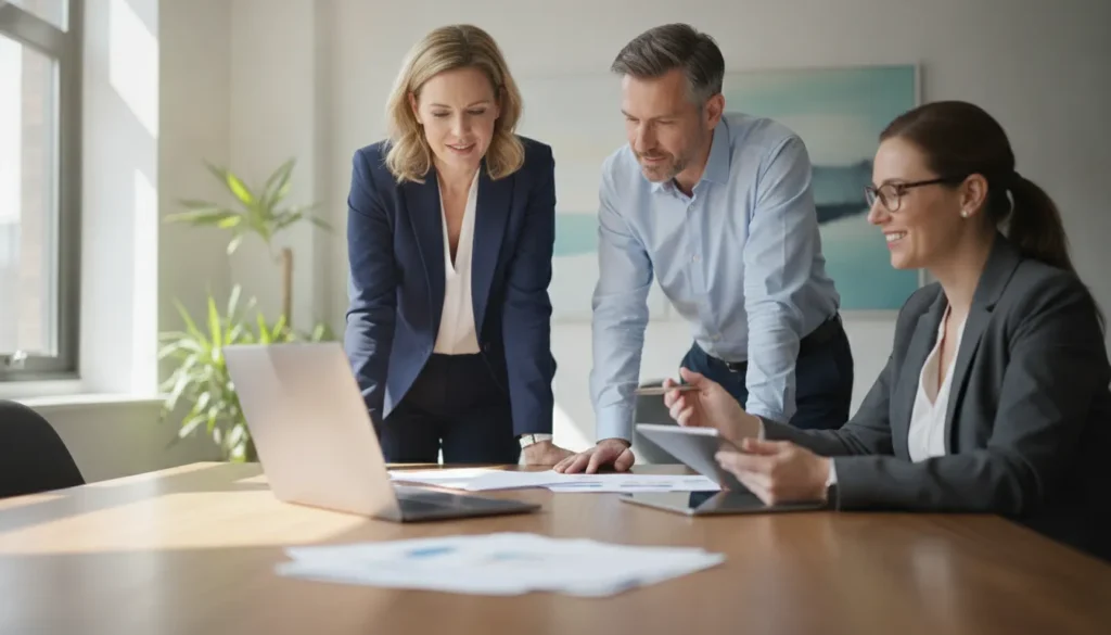 Staffing firm owner reviewing business performance
